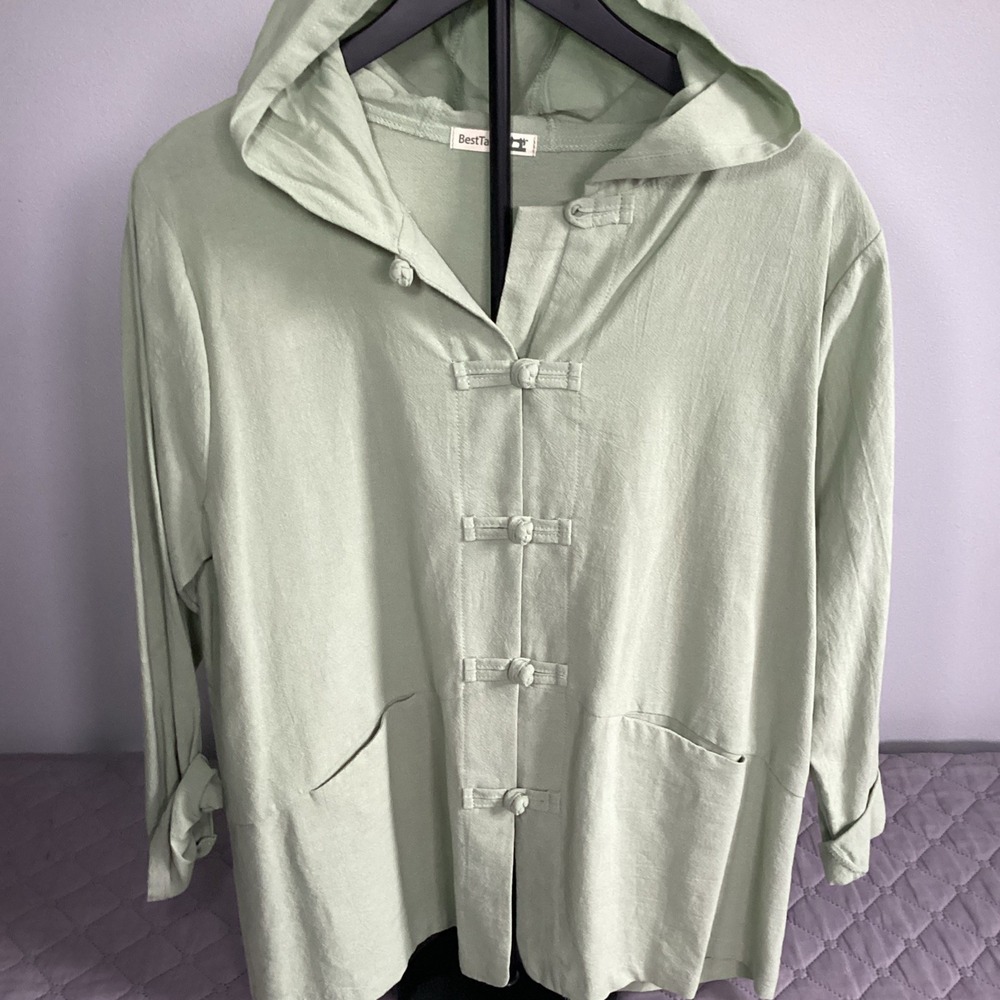 Best Tailor‎ Women Asian Hooded Jacket No Size Mint Green Cotton & Linen